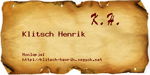 Klitsch Henrik névjegykártya